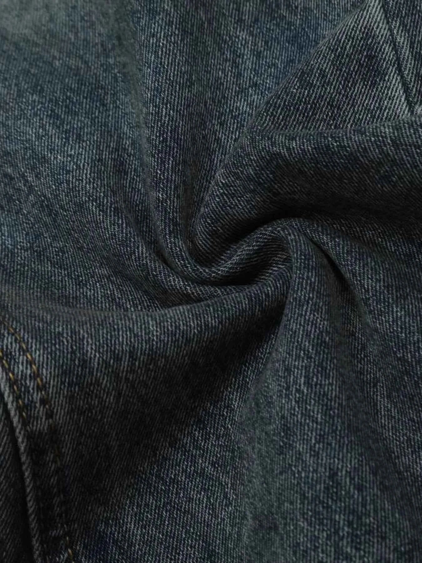 Men's Washed Distressed Wide-Leg Jeans