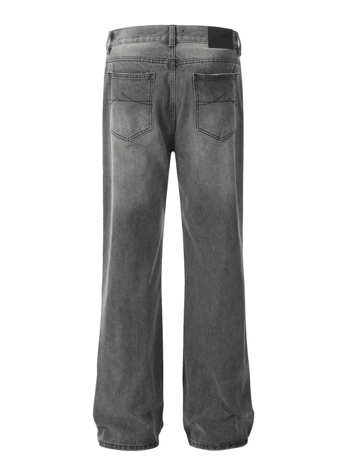 Men's Vintage Washed Distressed Wide-Leg Jeans