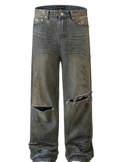 Men's Vintage Distressed Wide Leg Jeans