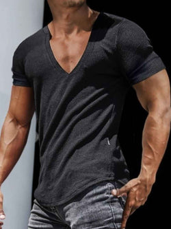 Men's Full Size Notched Short Sleeve T-Shirt Plus Size - Damned Threads