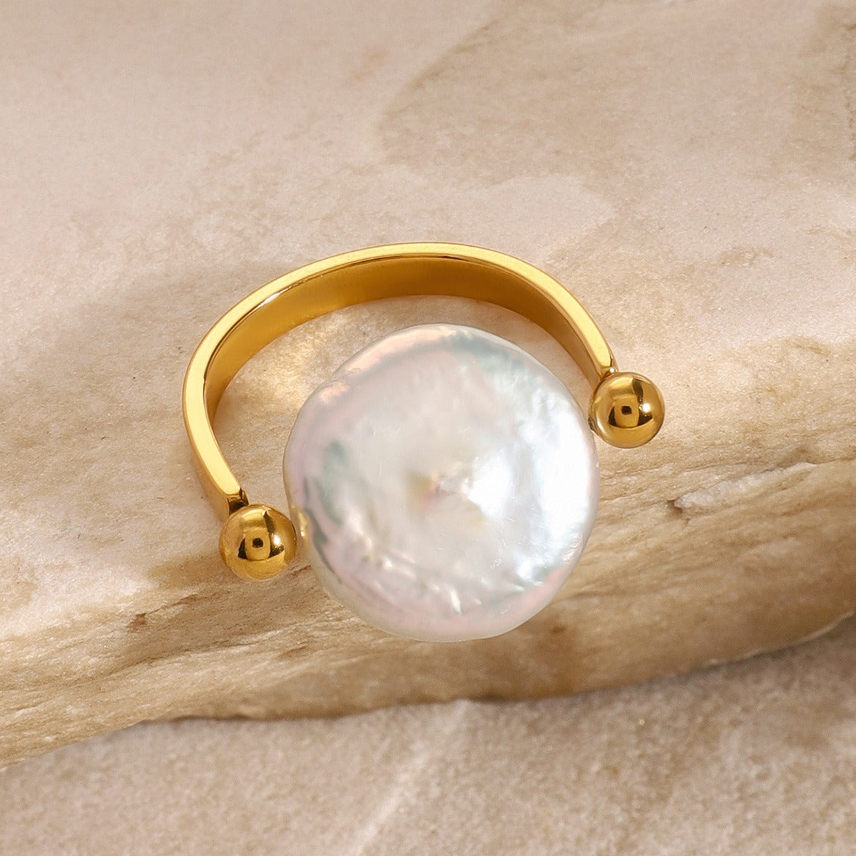 18K Gold Button Pearl Lux Ring - Damned Threads