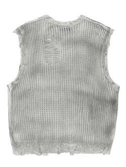 Men's Distressed Hem Knit Sweater Vest