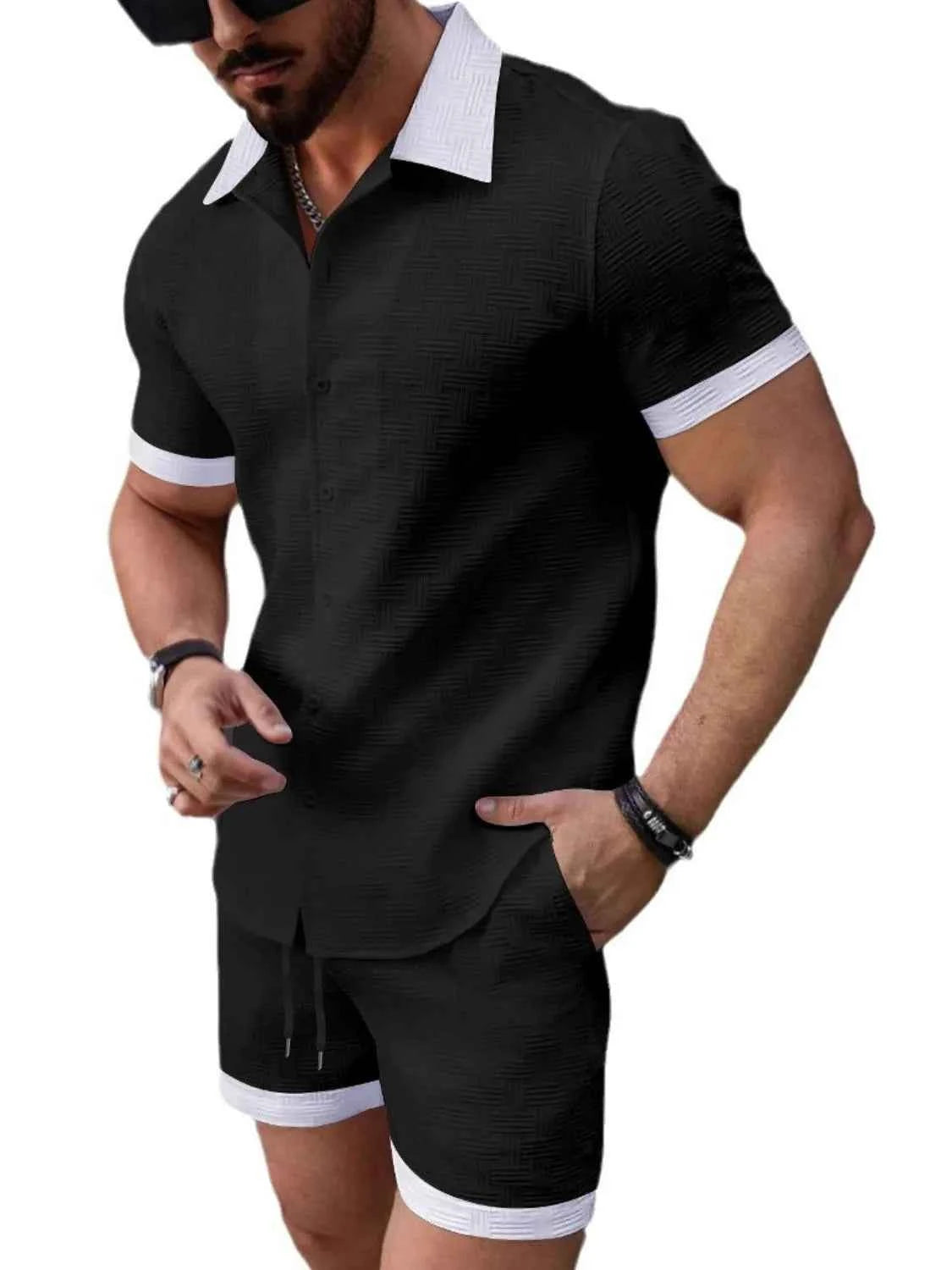 Men's Button Up Short Sleeve Shirt & Shorts Set - Damned Threads