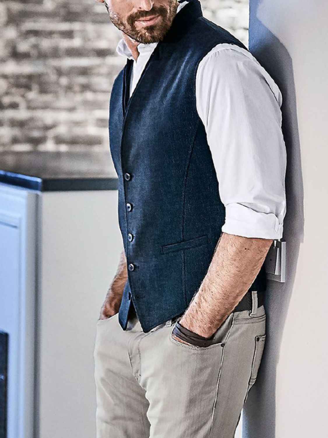 Men's Full Size Button Down Vest Plus Size - Damned Threads