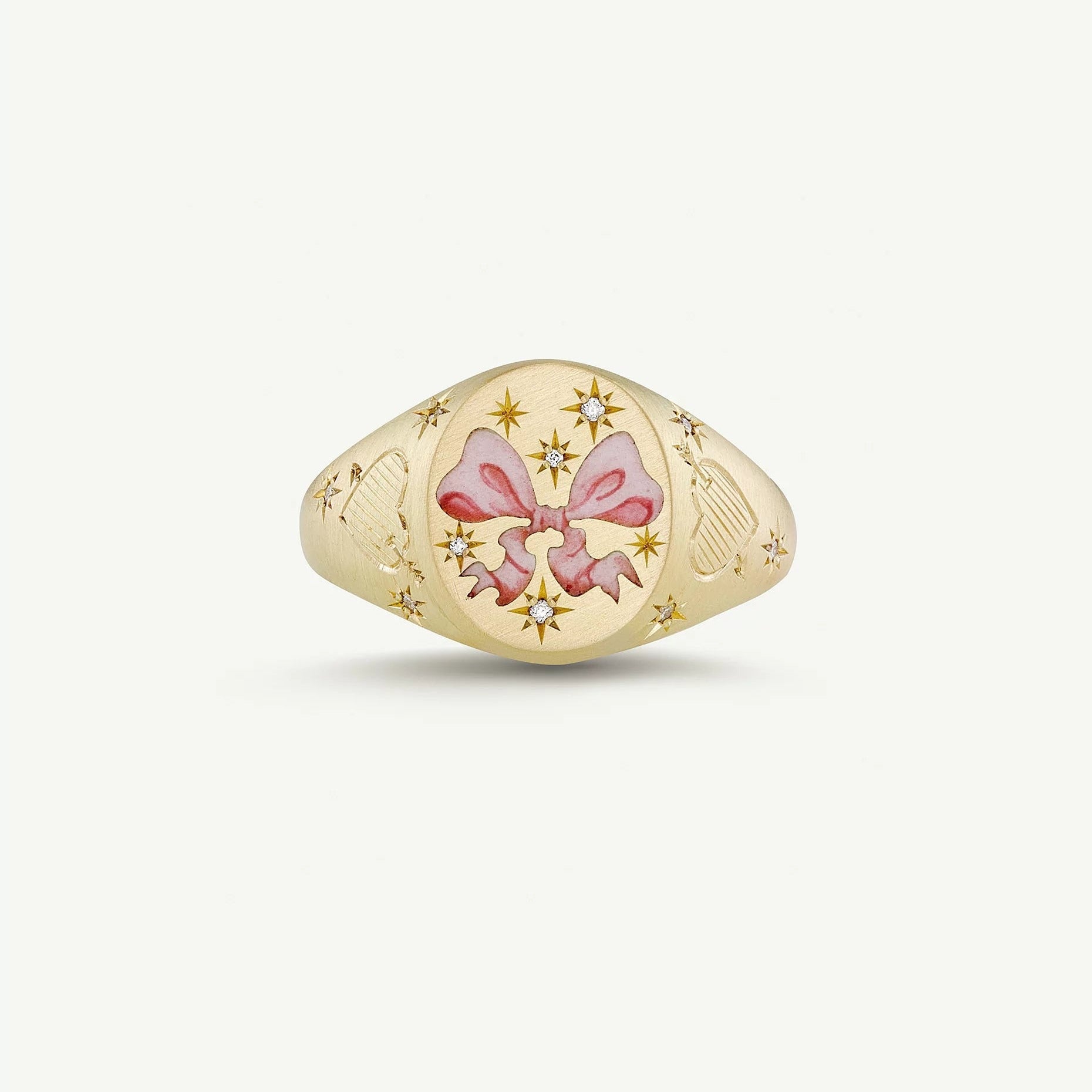 18K Gold Pattern & Inlaid Zirconia Ring - Damned Threads
