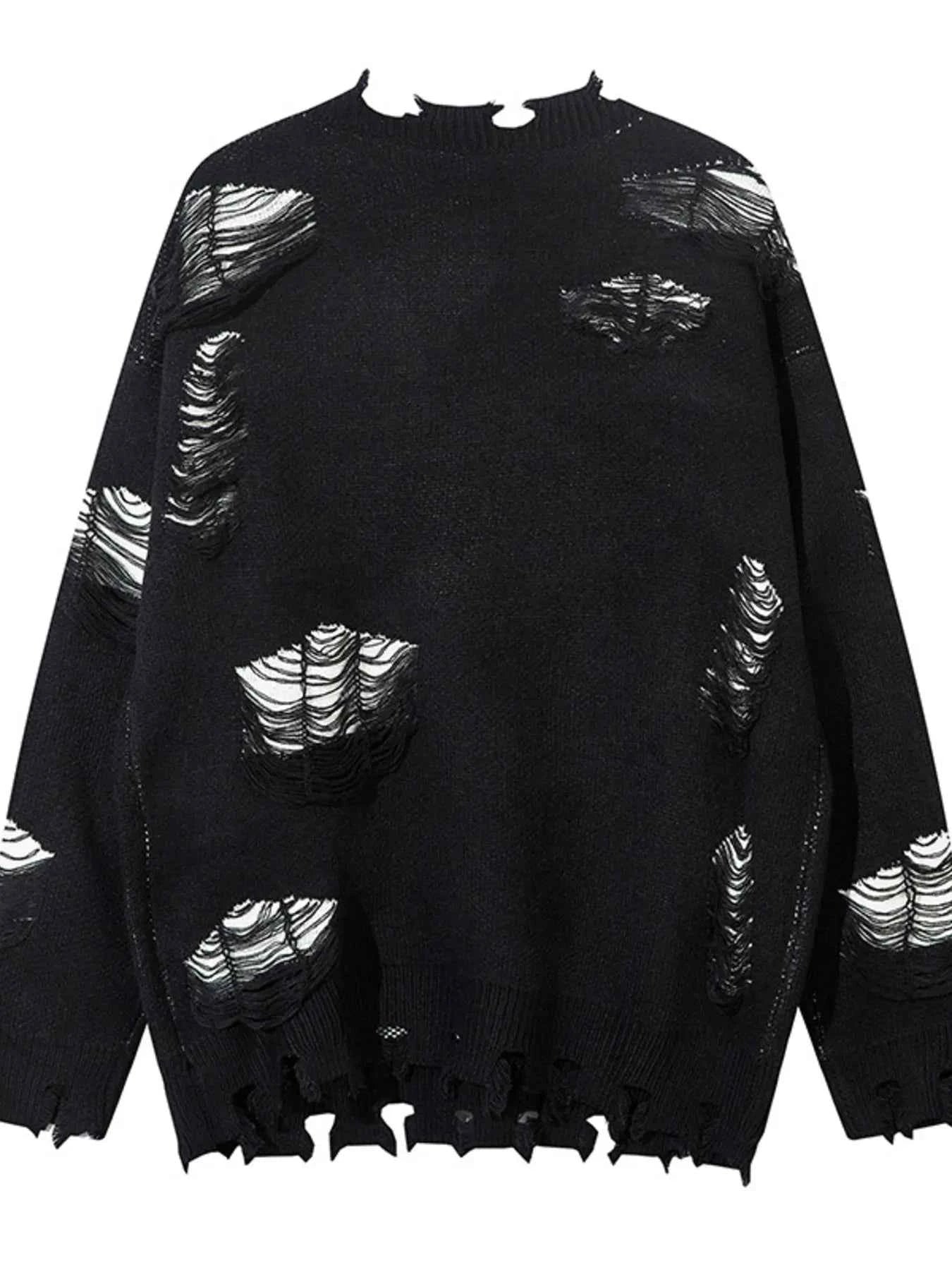 Men's Distressed Chain Detail Oversized Sweater