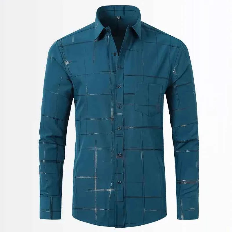 Men's Geometric Pattern Long Sleeve Button-Down Shirt