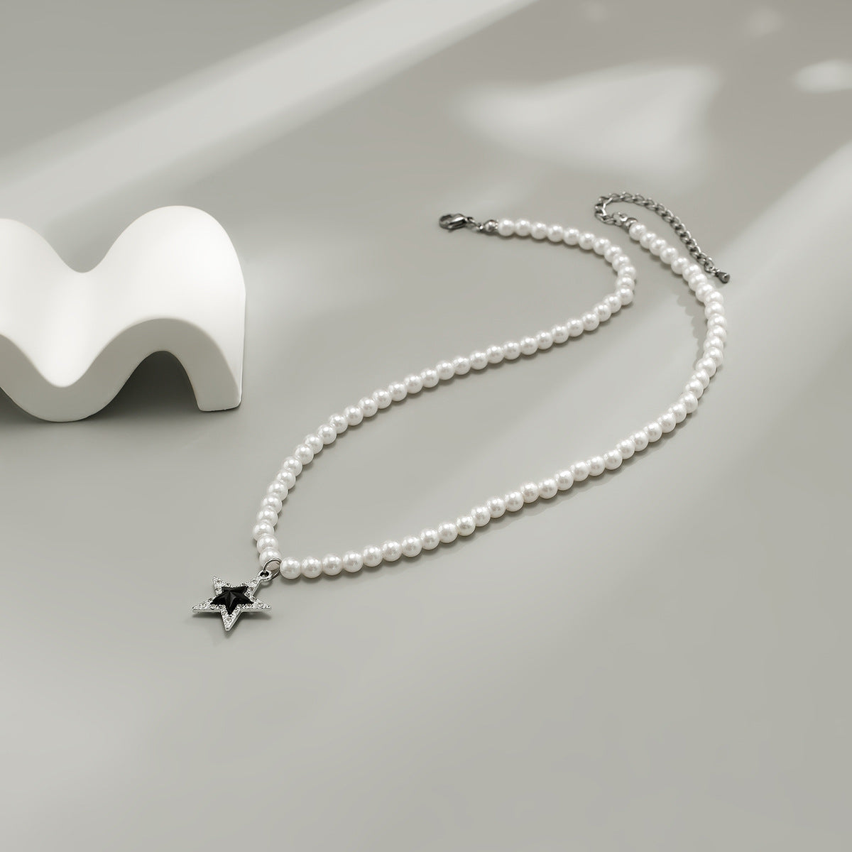 Five-Pointed Star Diamond & Pearl Necklace - Damned Threads