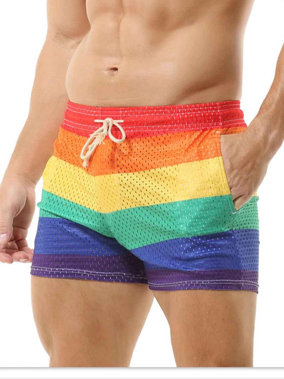 Men's Color Block Drawstring Shorts - Damned Threads
