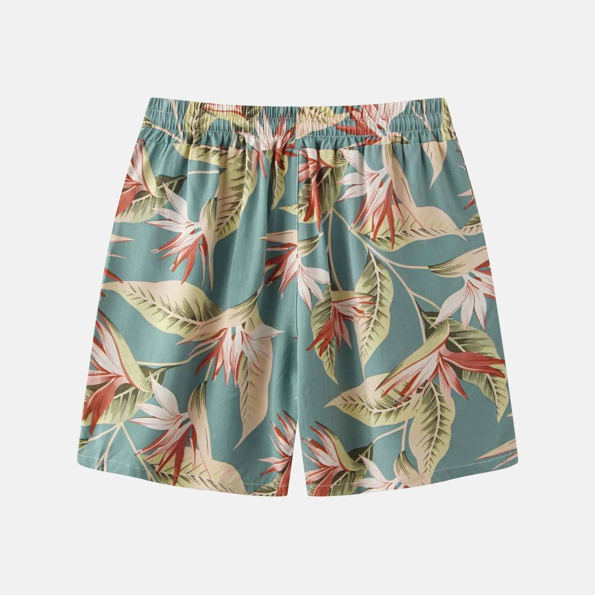 Men's Plus Size Floral Print Elastic Waist Casual Shorts
