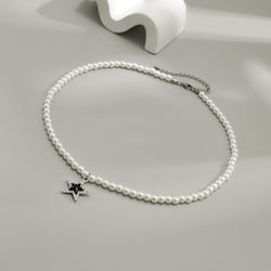 Five-Pointed Star Diamond & Pearl Necklace - Damned Threads