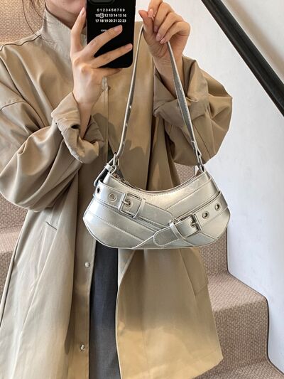 PU Leather Buckle Shoulder Bag - Damned Threads