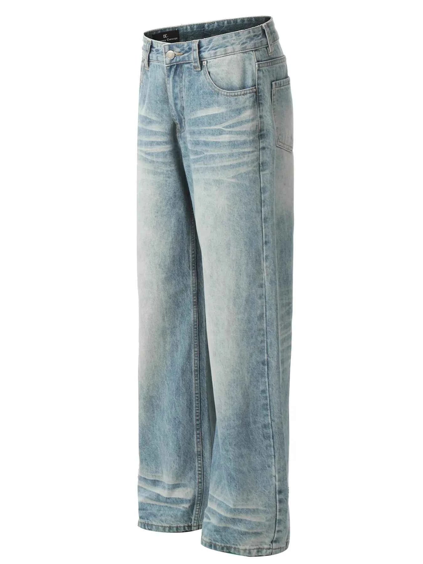 Men's High-Waist Wide Leg Vintage Wash Jeans