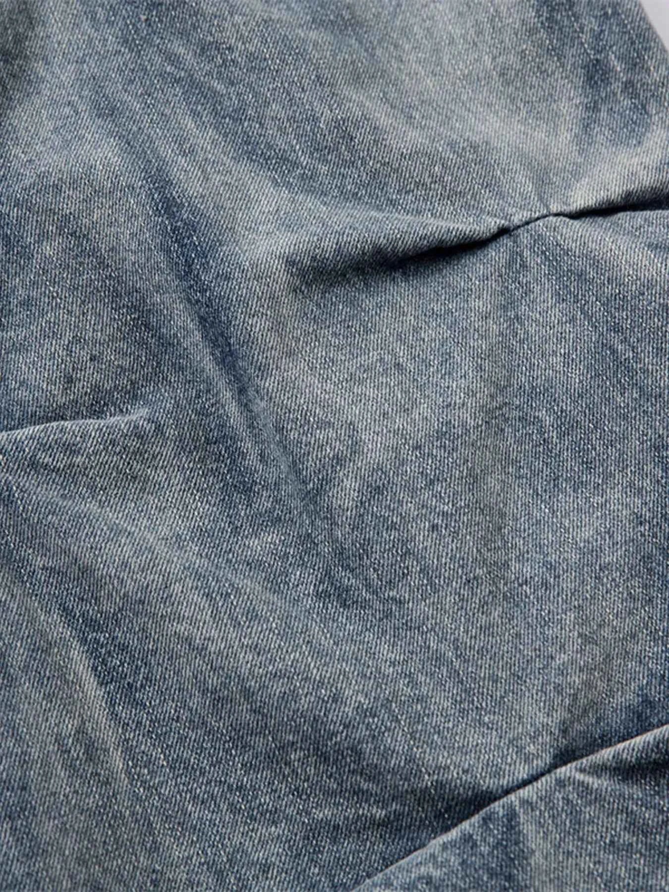 Men's Washed Wide Leg Pleated Jeans