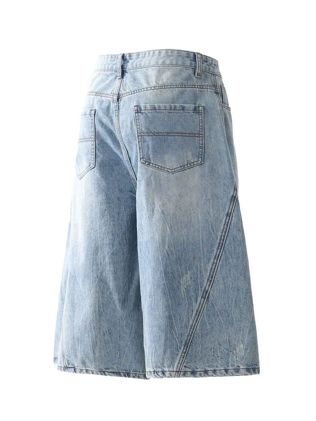 Men's Vintage Washed Wide Leg Denim Shorts