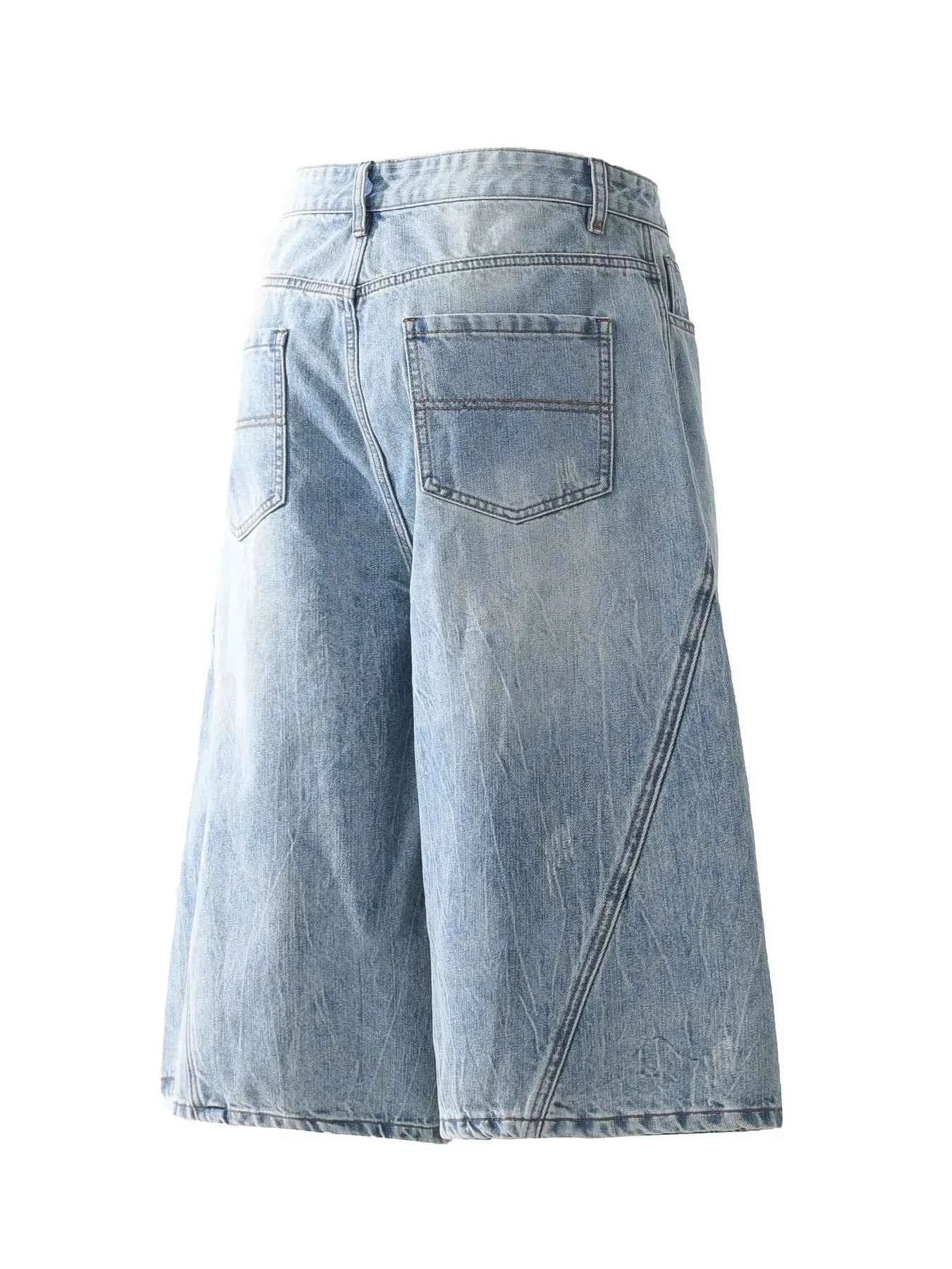 Men's Vintage Washed Wide Leg Denim Shorts