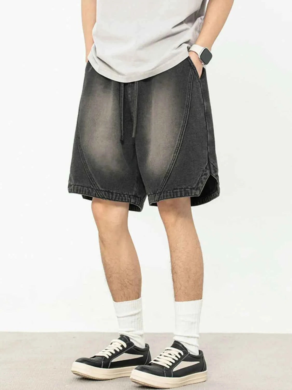 Men's Plus Size Drawstring Denim Shorts