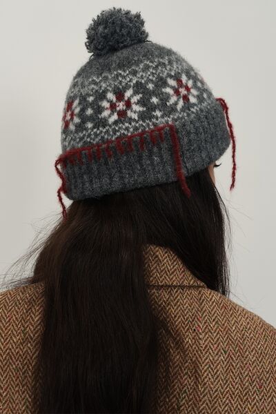 Seam Trim Geometric Knit Hat - Damned Threads