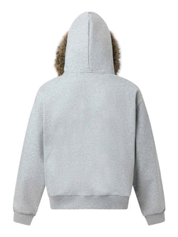 Men's Fur-Trimmed Zip-Up Hoodie
