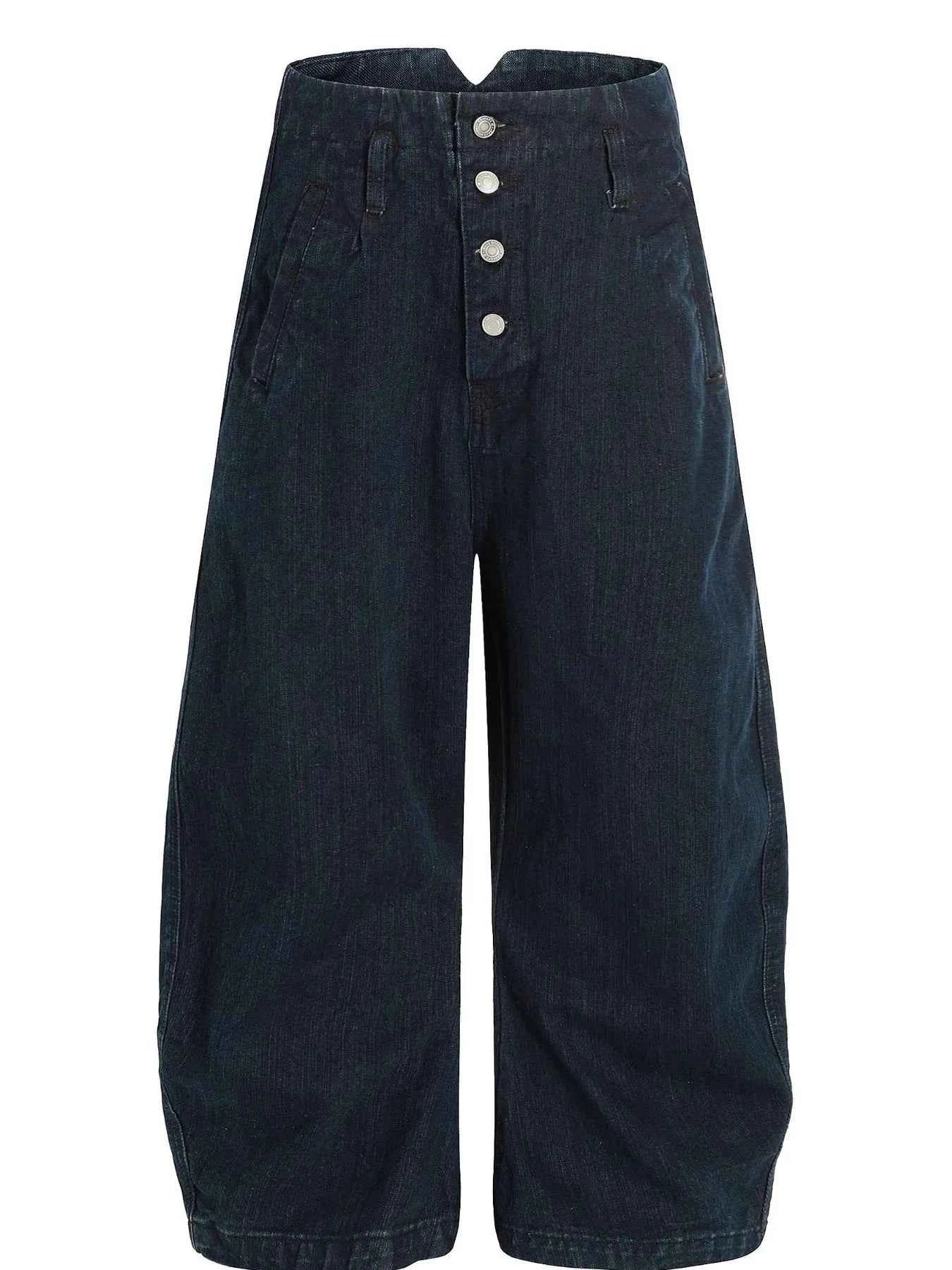 Men's Washed Button Fly Curved Jeans