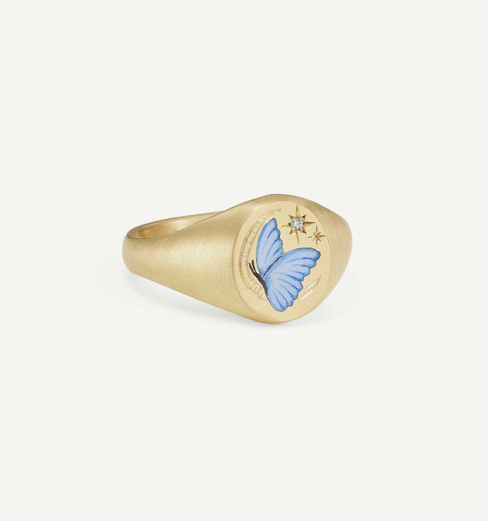 18K Gold Pattern & Inlaid Zirconia Ring - Damned Threads