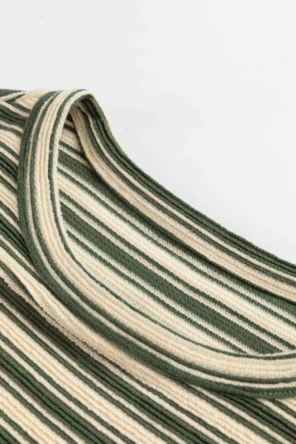 Stripe Textured Side Slit Crew Neck T-Shirt - Damned Threads