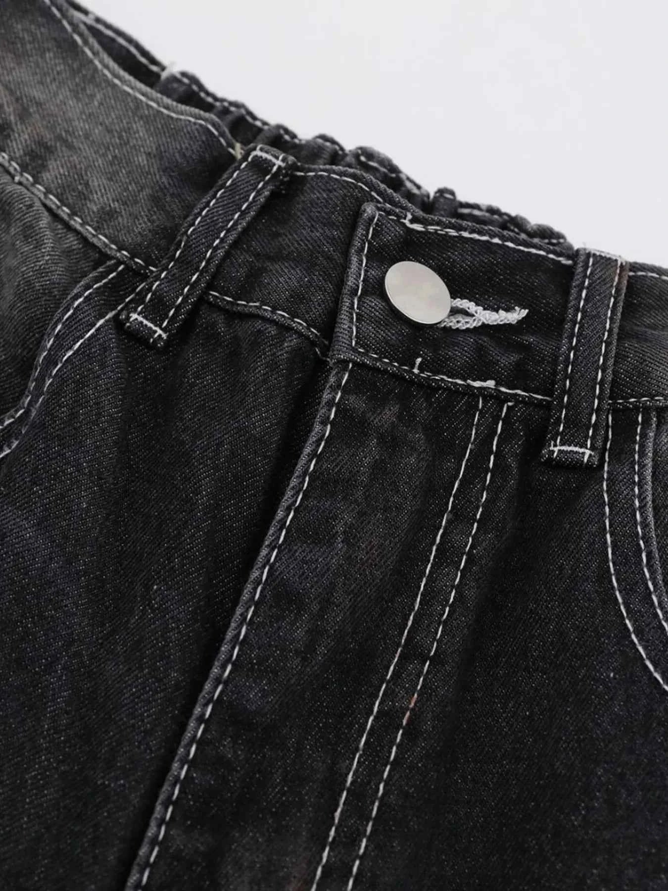 Men's Vintage Washed Wide Leg Denim Jeans