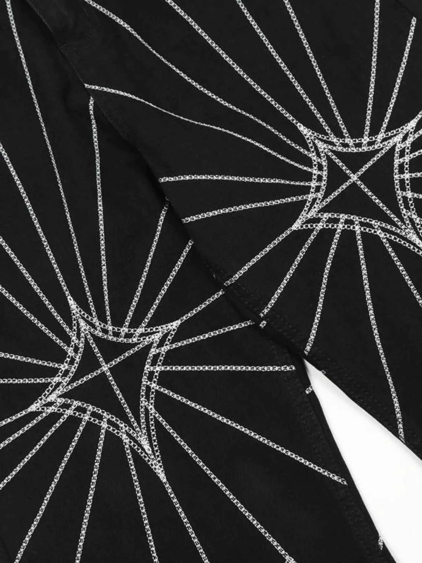 Men's Spider Web Embroidered Flared Jeans