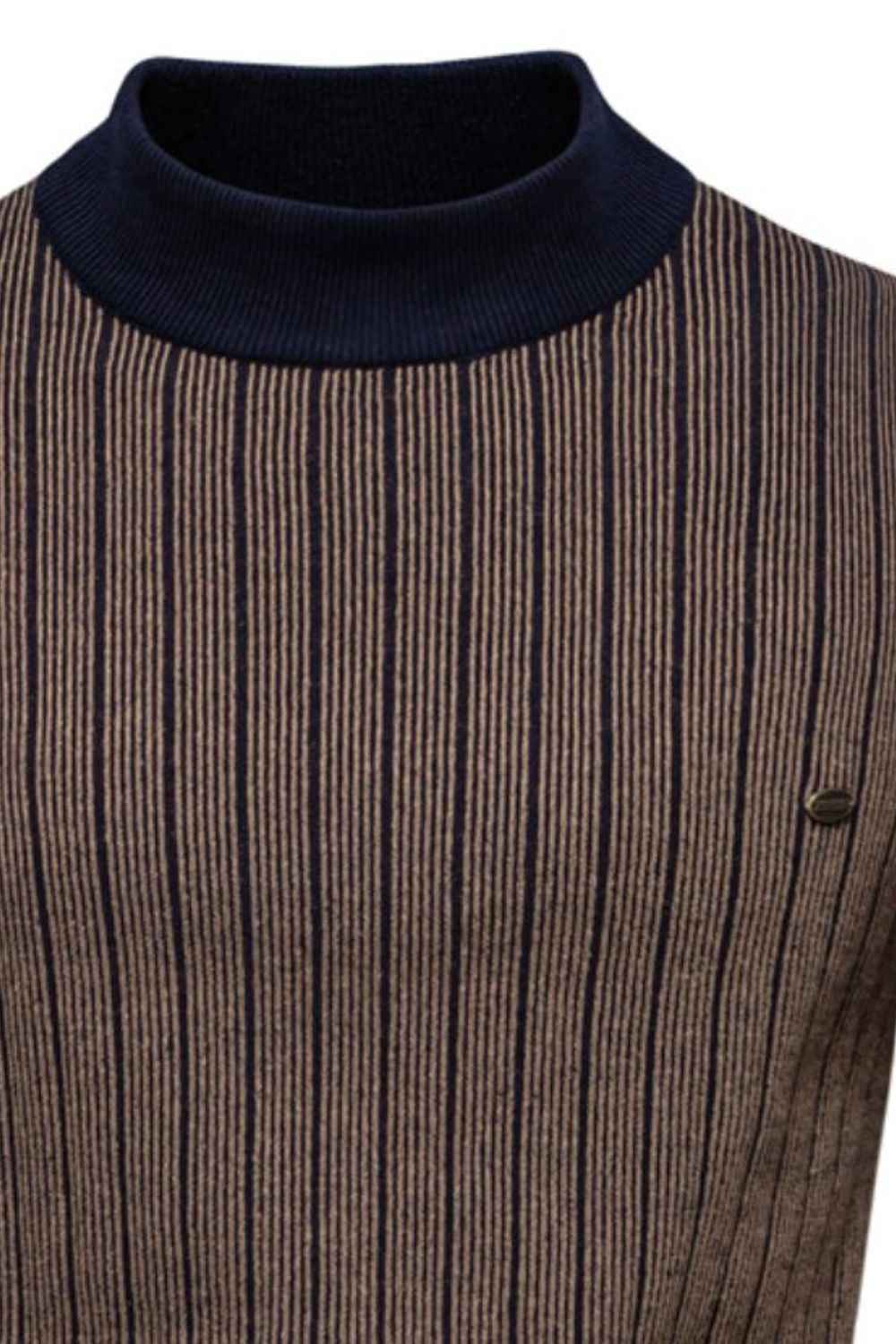 Men's Thick-Neck Contrast Striped Sweater - Damned Threads