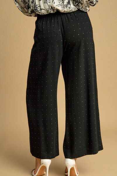 Umgee Full Size High Waisted Embellished Linen Pants Plus Size - Damned Threads