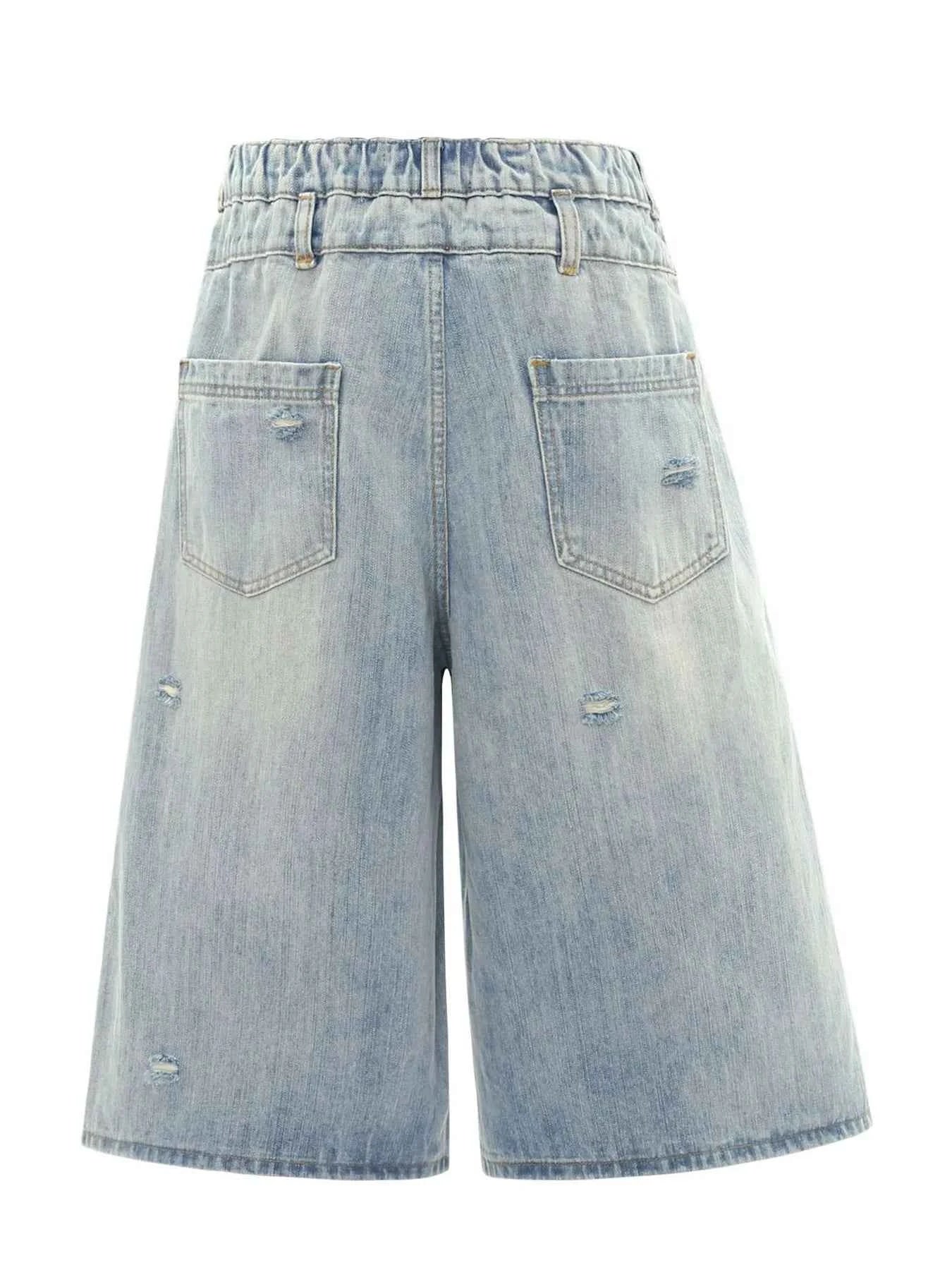 Men's Washed Wide Leg Cropped Jeans