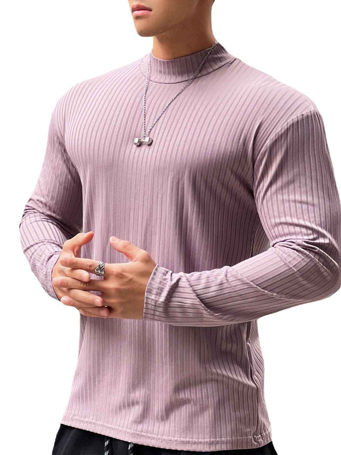 Men's Mock Neck Long Sleeve T-Shirt - Damned Threads