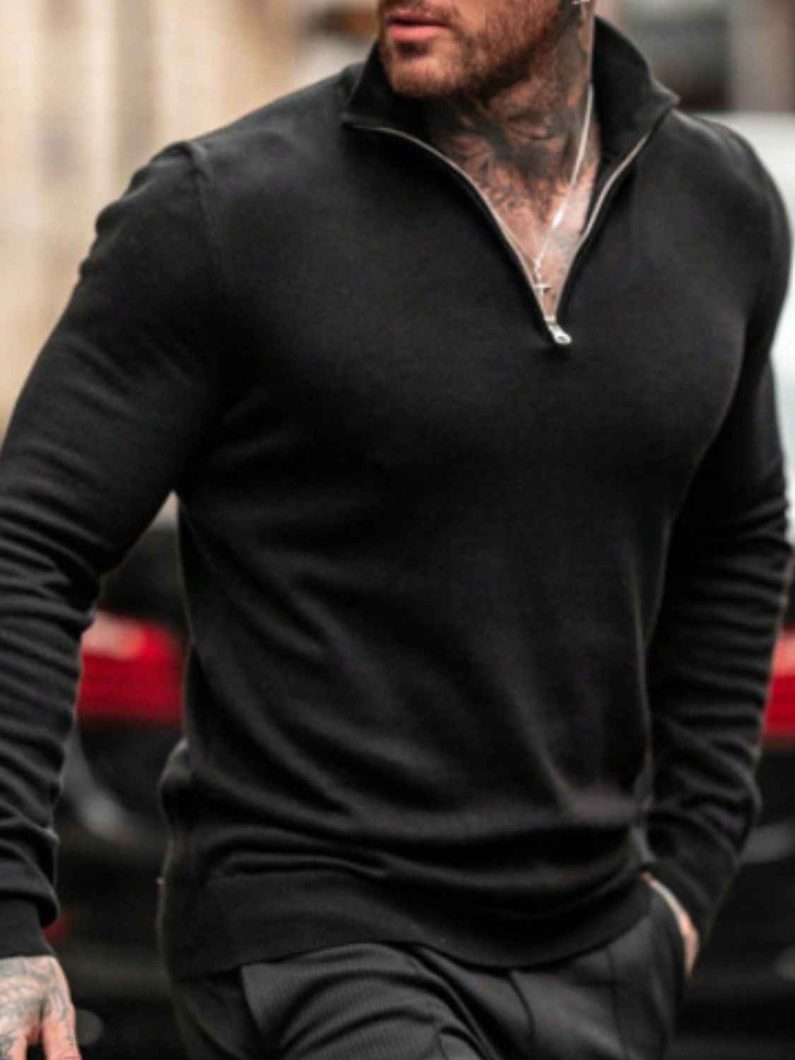 Men's Plus Size Quarter Zip Long Sleeve Knit Top - Damned Threads