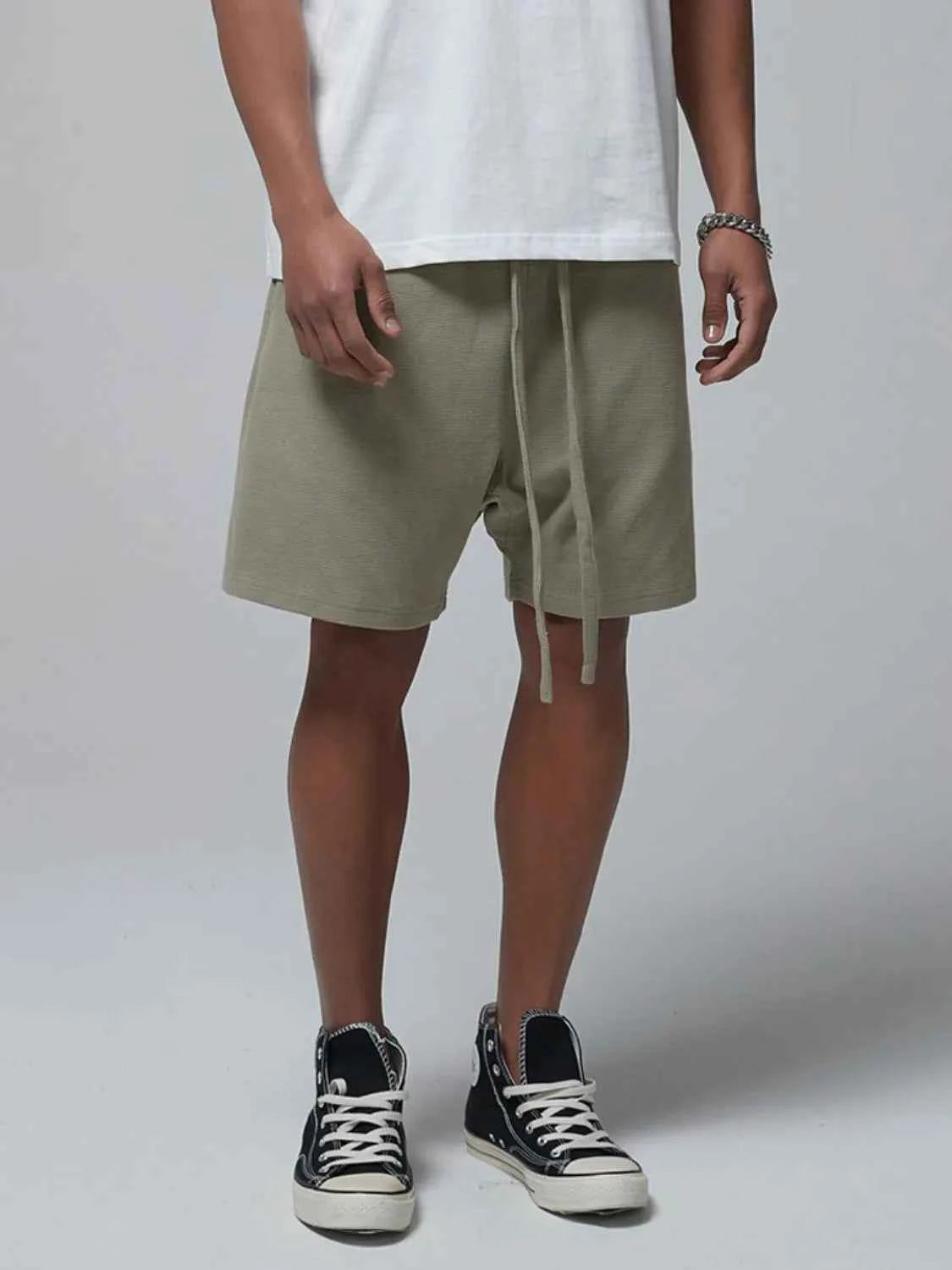 Men's Drawstring Waffle Shorts with Pockets
