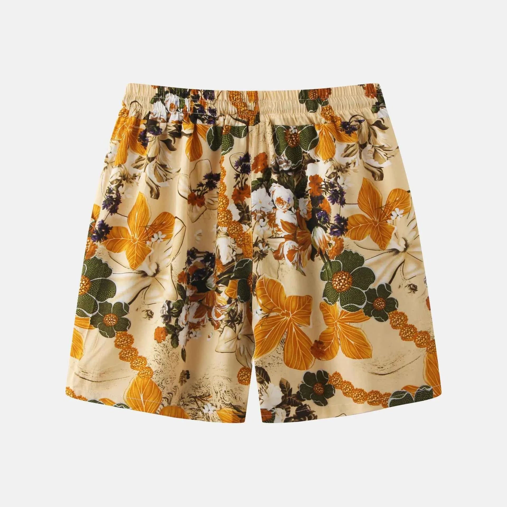 Men's Plus Size Floral Print Elastic Waist Casual Shorts