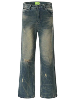 Men's Distressed Wide Leg Jeans