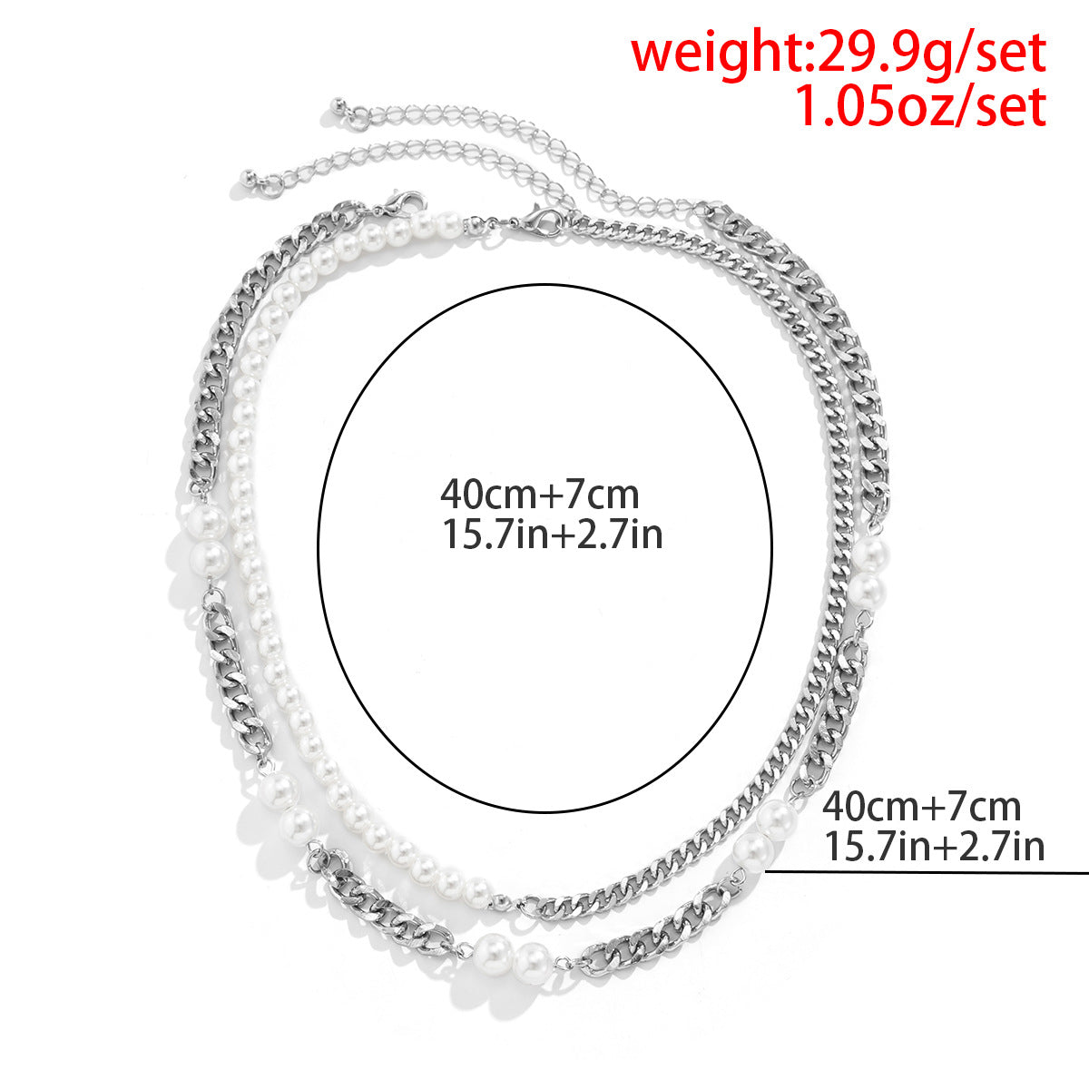 Double Layered Pearl Chain Necklace - Damned Threads