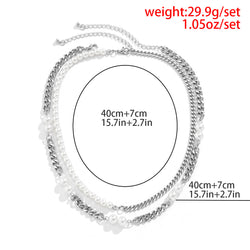 Double Layered Pearl Chain Necklace - Damned Threads