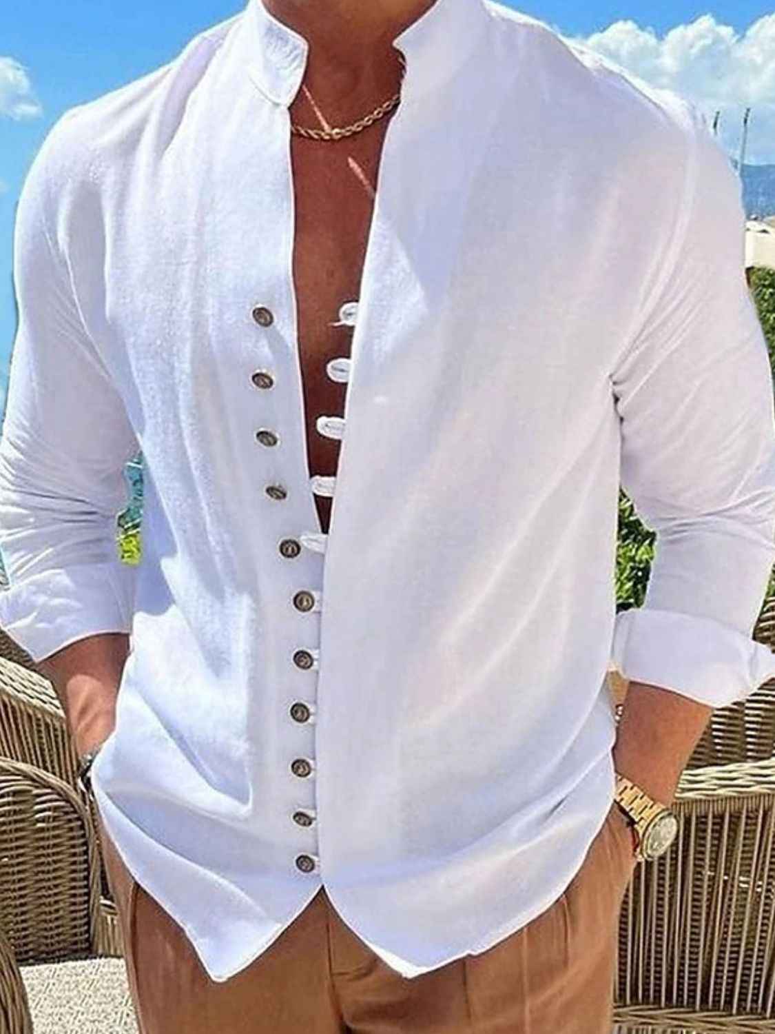 Men's Full Size Button Front Long Sleeve Shirt Plus Size - Damned Threads