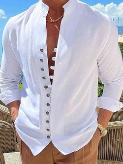 Men's Full Size Button Front Long Sleeve Shirt Plus Size - Damned Threads