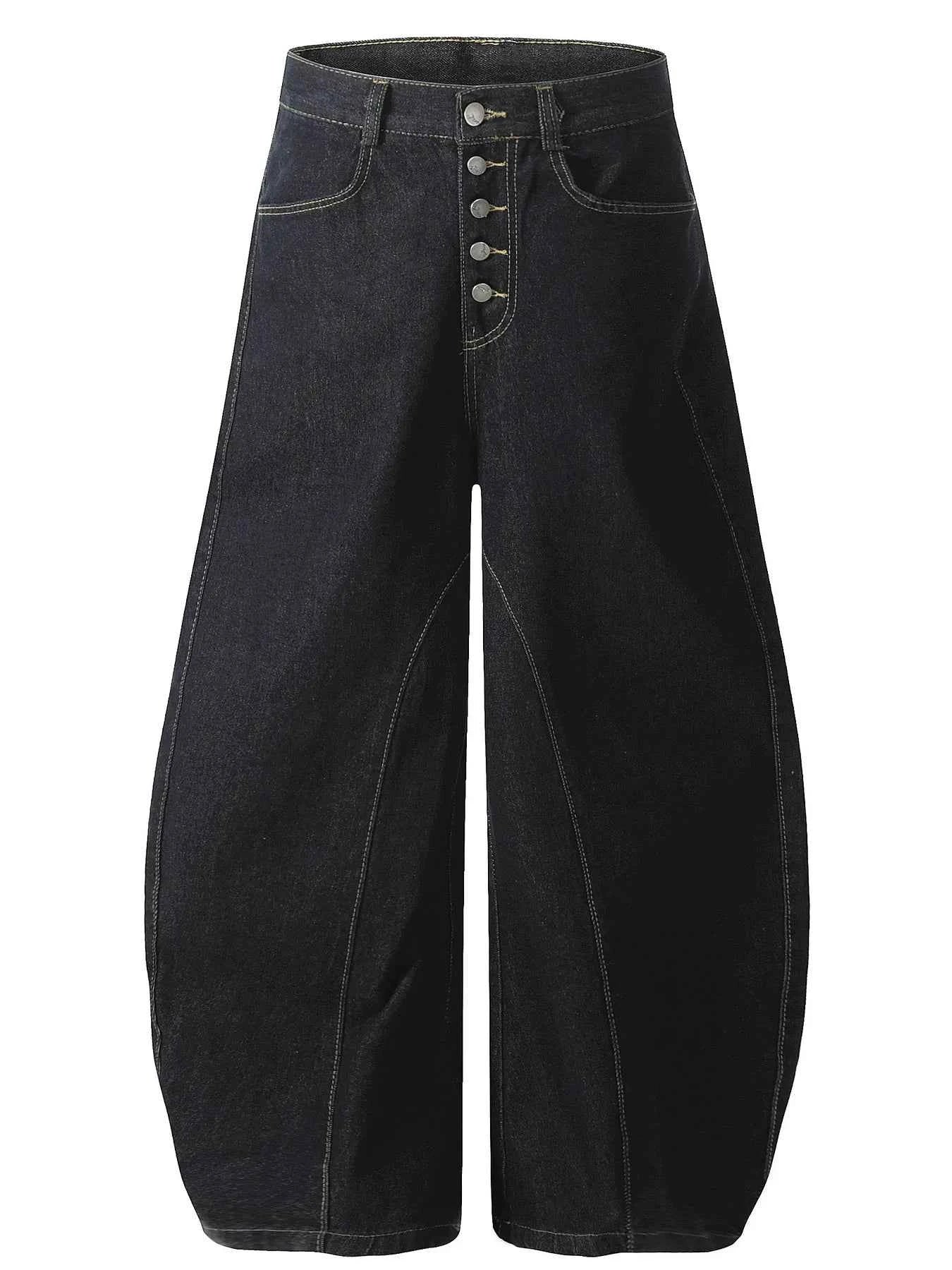 Men's Button Fly High Waist Curved Jeans