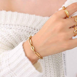 18K Gold Geometric Design Luxury Bracelet Necklace Set - Damned Threads