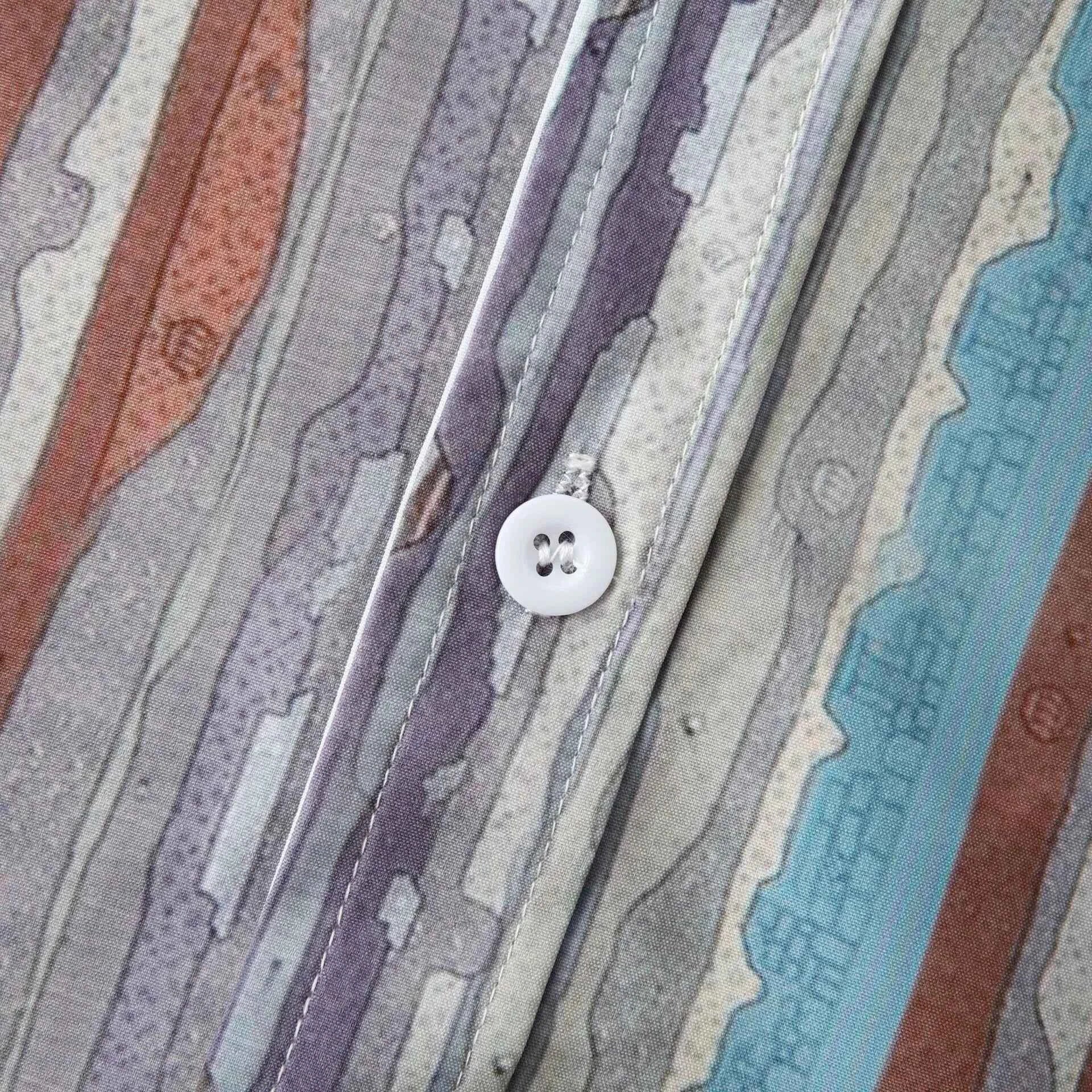 Men's Casual Vintage Striped Long Sleeve Button-Down Shirt