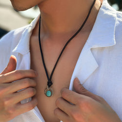 Novel Ring Hollow-Out With Turquoise Necklace - Damned Threads