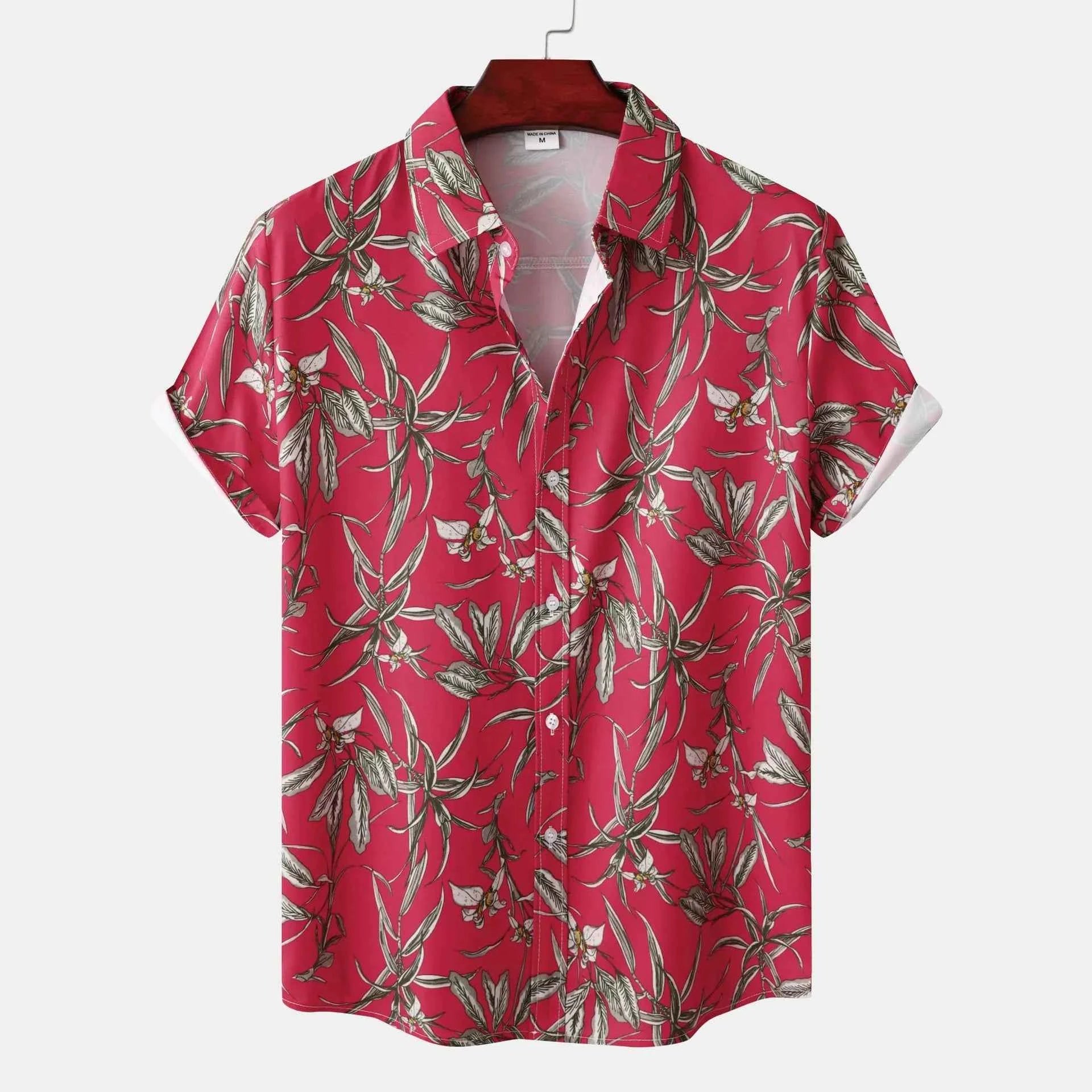 Men's Plus Size Tropical Floral Print Short Sleeve Casual Hawaiian Shirt