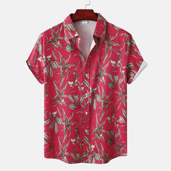 Men's Plus Size Tropical Floral Print Short Sleeve Casual Hawaiian Shirt