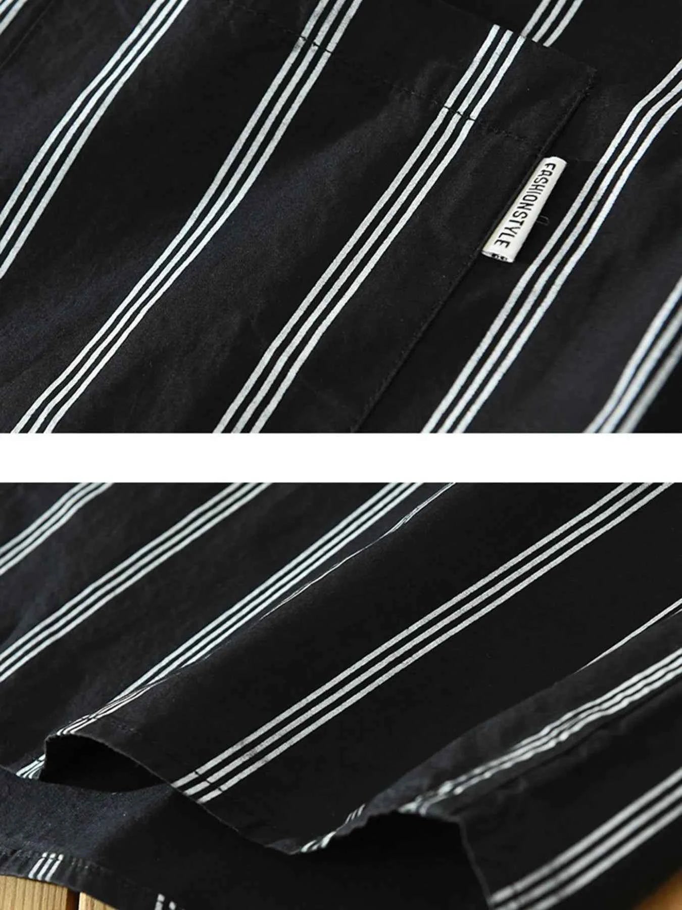 Men's Plus Size Classic Striped Short Sleeve Button-Up Shirt