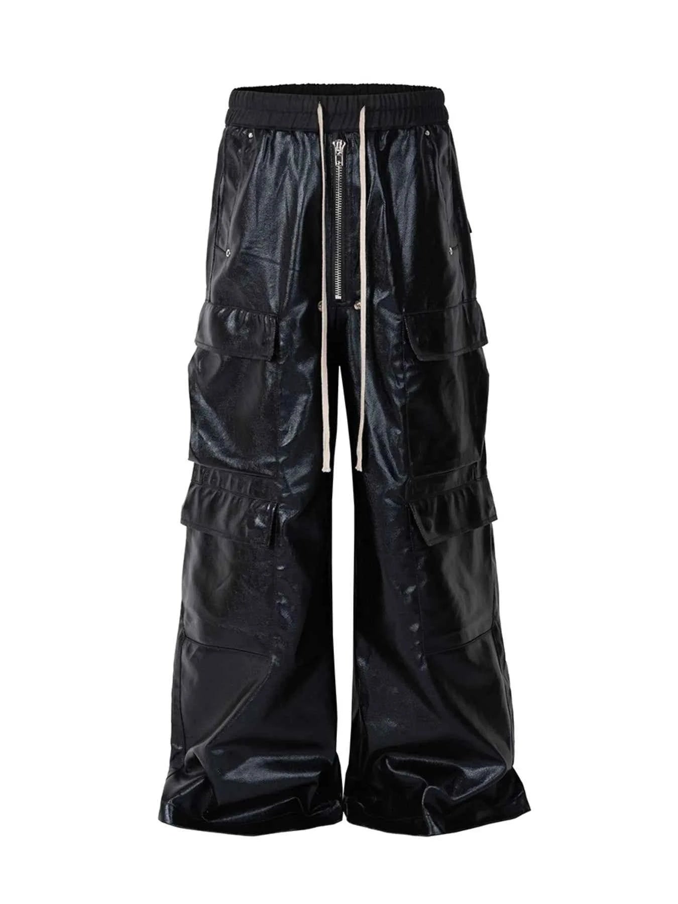 Men's Wide Leg Cargo Pants with Drawstring Waist