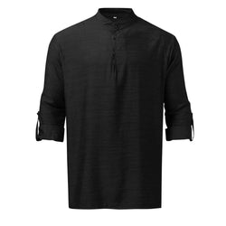 Men's Full Size Half Button Long Sleeve Shirt Plus Size - Damned Threads