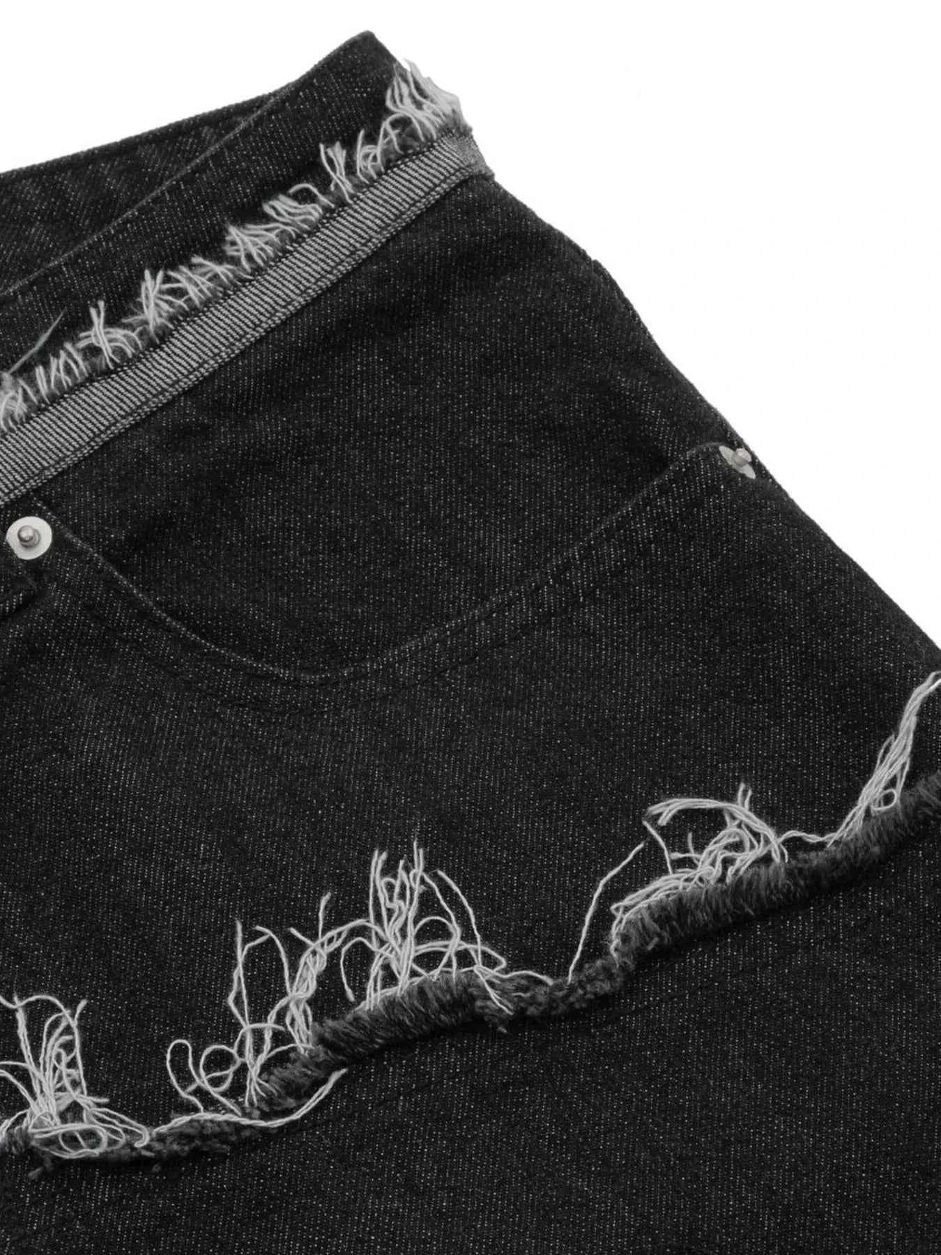 Men's Raw Hem Denim Bermuda Shorts with Contrast Cuffs